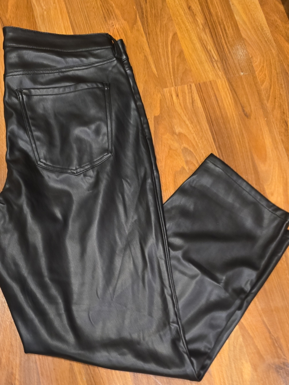 Liverpool Women's Black Faux Leather Wide Leg Jeans